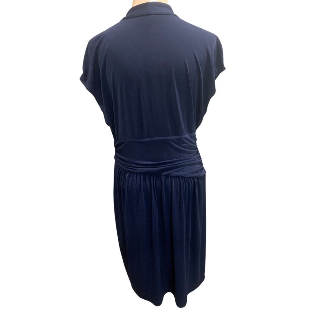 Size 16 Dressbarn Navy Blue Pullover Dress Stretch Surplice Neckline - Picture 6 of 8